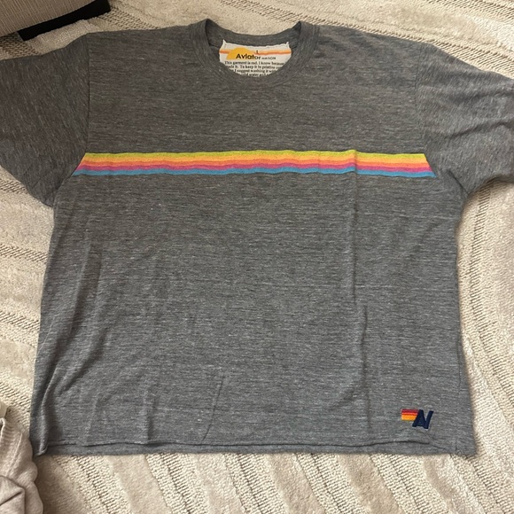 Aviator Nation Gray Tee with Orange Accent - Picture 1 of 3